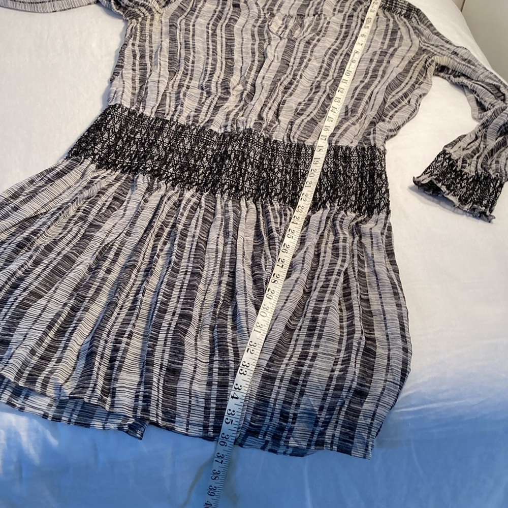 Club Monaco printed dress chiffon silk black grey 8 - Picture 9 of 16